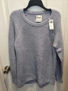 Abercrombie & Fitch Sweater Size L. Zipper Shoulder  Shorter Front Blue NWT - Picture 1 of 5