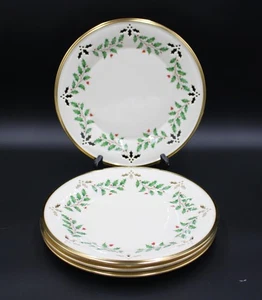 SET OF 4 LENOX HOLIDAY DIMENSION PIERCED ACCENT LUNCHEON PLATES 9-3/8" - Picture 1 of 4
