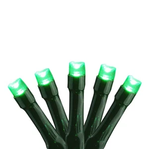 Brite Star 15 B/O Green Micro LED Christmas Lights - 4.8 ft Green Wire - Picture 1 of 2