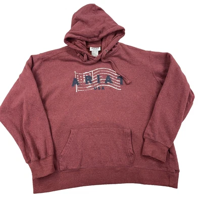 Sudadera con Capucha Ariat Mujer Grande Marrón Sudadera REAL EE. UU. Bandera Americana Deletreada Foto 1 de 4