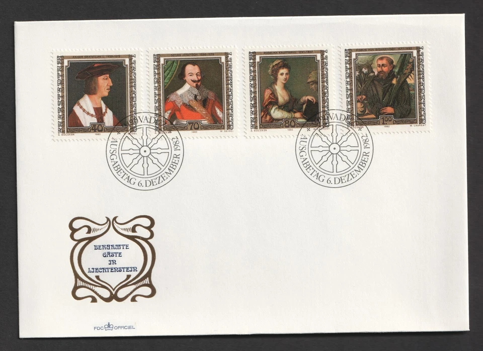 1982 Liechtenstein Famous Visitors 2nd Series FDC. Vaduz First Day Cover — 第 1/1 张图片