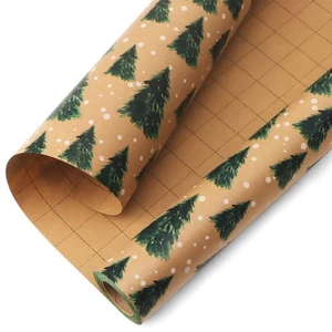 Weihnachten Geschenkpapier Jumbo Rolle Vintage Weihnachtsbaum Kraftpapier Geschenkpapier... - Bild 1 von 4