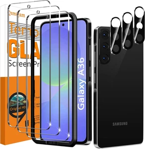 Qsmqam 3er Pack Displayschutzfolie für Samsung Galaxy A36 5G + 3er Pack Kamera Linse Pr - Bild 1 von 12