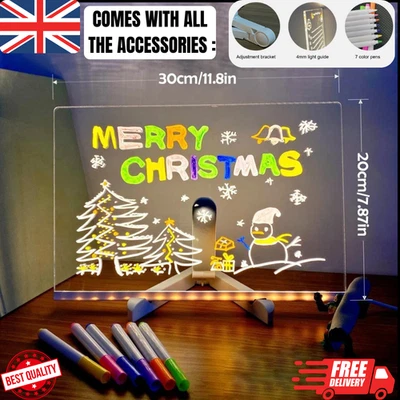 LED Glow Message Board | 7 Neon Pens Light-Up Drawing Pad for Kids & Decor - Image 1 of 4