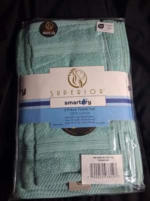 Toallas secas inteligentes superiores Oeko-Tex Standard 100 | Juego de 3 piezas turquesa Foto 1 de 4