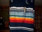 GEORGE MENS AT THE KNEE STRIPED SWIMMING TRUNKS SIZE 3XL BLUE ELASTIC WAIST NEW