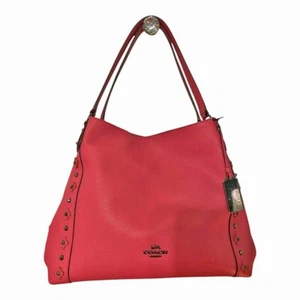 Coach Handbag Pink Leather Edie 32 Flower Accents Limited Edition EUC RARE! - Picture 1 of 12