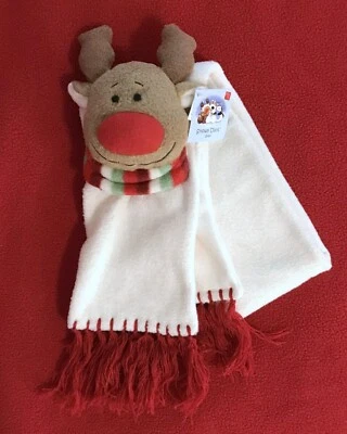 Kids’ Russ Berrie 40-Inch Fringed Ivory Fleece Scarf with Plush Reindeer NWT - Image 1 of 2