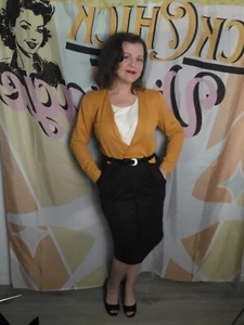 Sunshine & Starshine 80er Sekretär Kleid senf & schwarz mit original Gürtel  - Bild 1 von 6