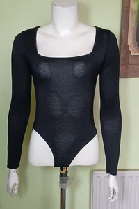 New Boohoo Tall Bella Square Neck Bodysuit Black UK 10 - Picture 1 of 2
