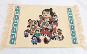 Native American Pueblo Storyteller Printed Tapestry Placemat 19" x 13" Fringes - Picture 1 of 8