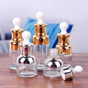 5X Travel Empty Glass Dropper Bottle Attar Oil Dispenser Container Transparent - Picture 1 of 22