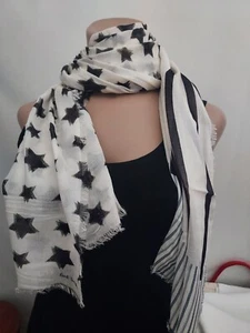 Pañuelo Paul Smith algodón y seda blanco y negro barras y estrellas - Imagen 1 de 1