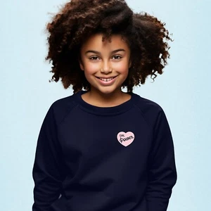 Girl's Sweatshirt - GIRL POWER PINK HEART. Navy Blue Color. - Picture 1 of 3