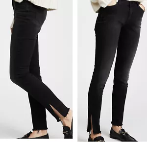 PRPS New Camaro Mid Rise Skinny Jeans Size 29 Black washe Split Raw Hem Org 189$ - Picture 1 of 9
