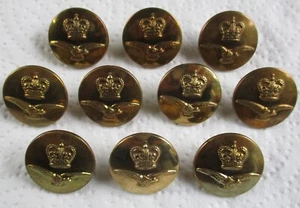 10x RAF:"ROYAL AIR FORCE BRASS GREATCOAT BUTTONS" (23mm, 1950's, Firmin, London) - Picture 1 of 5