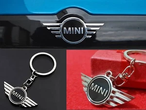 Mini Logo Keyring – Black Silver Car Key Holder + Red Velvet Gift Bag - Picture 1 of 7