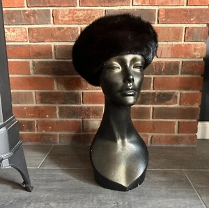 Vintage 1960s Dark Brown Mink Fur Hat - Picture 1 of 10