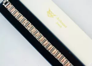 PULSERA / BRAZALETE MAGNÉTICO PREMIUM DE TITANIO PARA HOMBRE. ALIVIO DEL DOLOR. PLATA/ORO ROSA - Imagen 1 de 5