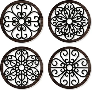 Rustic Wall Art Wooden Grainy Farmhouse Wall Decor 4 Pcs - Picture 1 of 6