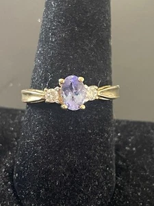 14k Yellow Gold 1.00CT Ceylon Sapphire and 0.15CTW Diamond Ring (C10) - Picture 1 of 7