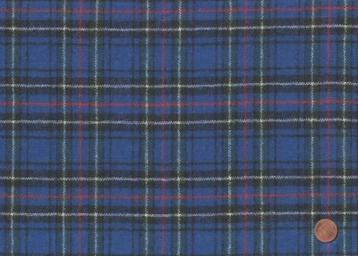 BLUE RED BLACK WHITE PLAID WOOL for Apparel Quilting Rug Making BTHY x 54" Wide - Image 1 of 2