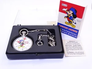 Vintage Rare Disney MICKEY MOUSE 1976 Bicentennial BRADLEY Pocket Watch w/ Box - Picture 1 of 10