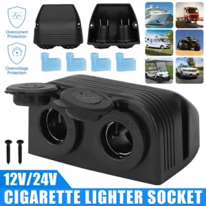 2 Way Cigarette Lighter Socket 12V Socket 12 Volt Car Outlet Splitter Waterproof - Picture 1 of 13
