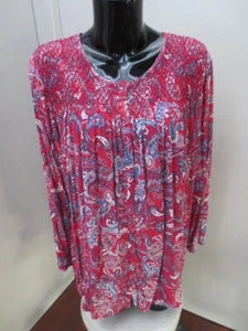 JUMP AUSTRALIA RED PAISELY SMOCK TOP LONG SLEEVE BLOUSE  SIZE 16 - GUC - Imagen 1 de 15