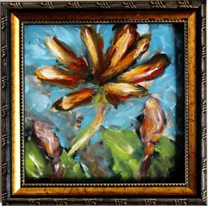 Water lily pond oil art 6" Waterlily oil painting Monet pond wall art - Picture 1 of 11