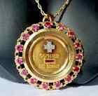 2ct Lab Created Ruby Vintage Love Augis Pendant Necklaces 14k Yellow Gold Plated