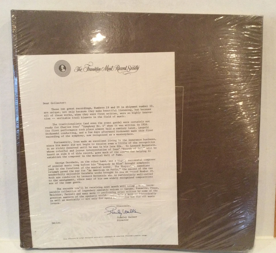 Franklin Mint Record Society George Gershwin & Charles Ives Sealed 2 LP Classics - Image 1 of 1