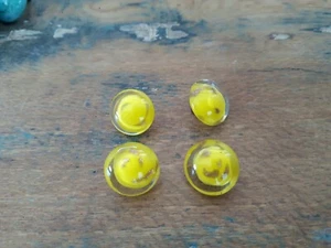 ♥Nr. 169 -☉4 piezas grandes botones de vidrio antiguos Lampwork oro amarillo DM 13 mm ♥ - Imagen 1 de 2