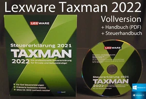 Lexware Taxman 2022 version complète boîte + DVD année d'imposition 2021 + manuel d'imposition NEUF - Photo 1/11