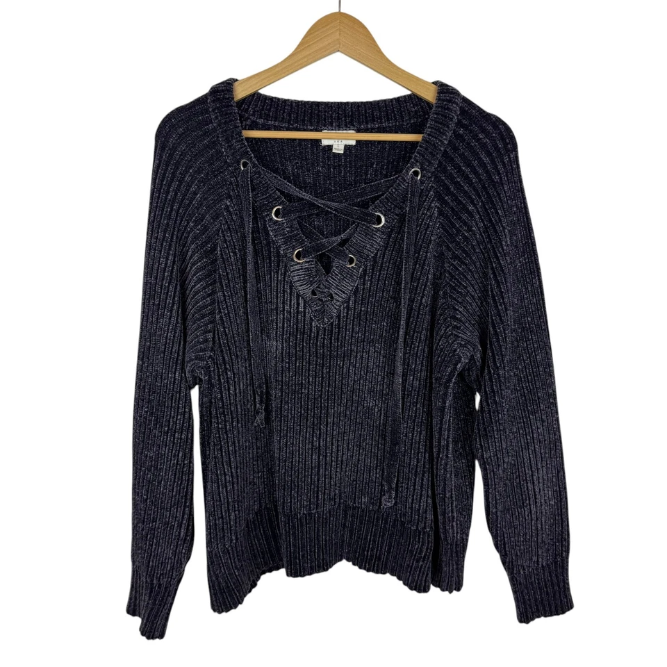 Suéter de Chenilla Umgee Talla L Pullover con Cordones Manga Larga Informal Suave Cómodo Foto 1 de 4