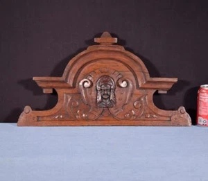 20 French Antique Crest/Pediment/Crown in Solid Oak Wood with Face - Picture 1 of 12