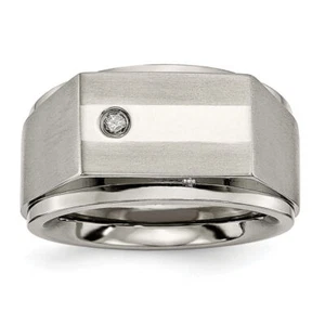 Titanium Diamond Signet Wedding Ring - Picture 1 of 23