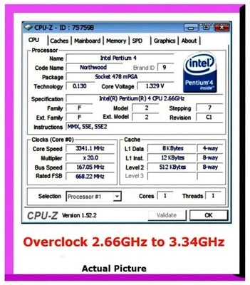 2.66/512/533 OC to 167/512/668 ✔️Overclockable Pentium 4 Socket 478 2.66 GHZ CPU - Image 1 of 4