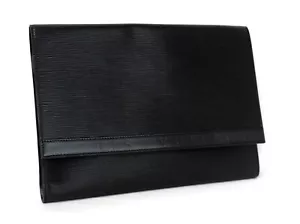 Auth LOUIS VUITTON Pochette Clutch Black Epi Leather Bag Secondary Bag France - Picture 1 of 24