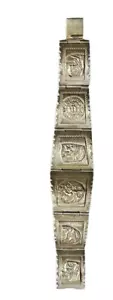 Vintage Taxco Sterlingsilber Indianer Stamm Panel Armband Größe Durchschnitt 925 - Bild 1 von 18