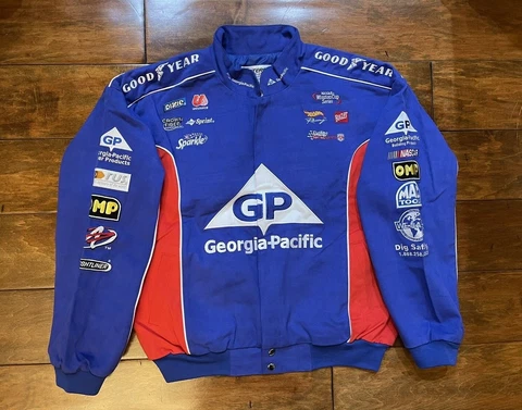 Kyle Petty #44 Georgia Pacific Racing Race Jacket Mens Size Large NASCAR Wateree Cover