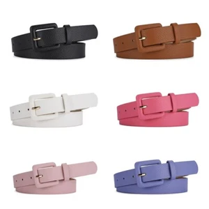 Women Solid Square Buckle Faux Leather Waist Belt Corset Jeans Waistband YN24250 - Picture 1 of 13