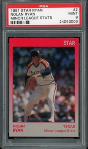 1991 Star Ryan Baseball #2 Nolan Ryan Minor League Stats PSA 9