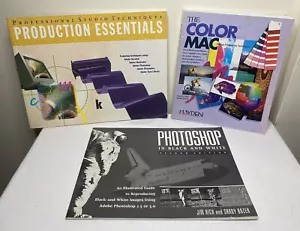 Lot Of 3 Vintage Adobe Photoshop Books Production Essentials The Color Mac B&W - Picture 1 of 9