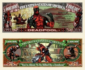 Deadpool Comic Pack of 25 Funny Money 1 Million Dollar Bills Novelty - Picture 1 of 6