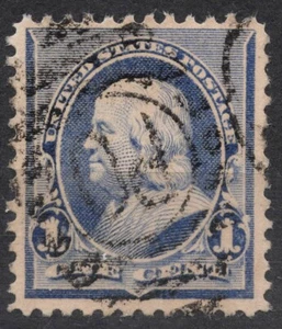 #219 Dull blue 1890 1c US STAMP 1890-1893 American Bank Note Co. Great Ameri. - Picture 1 of 2