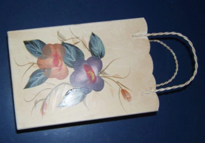 Shabby Chic Pansy Tin with Handles with Tole Hand Painting - Image 1 of 3