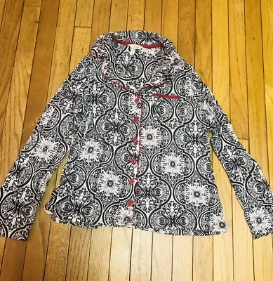 Soma Embraceable L Black & White Print Pajama Top Lounge Cotton Knit Euc - Image 1 of 4