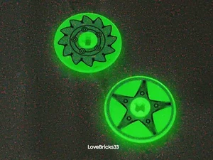 LEGO TECHNIC Glow in the Dark Saw Blade Star Lot of 2 Disks Throwing Weapon Axel - Picture 1 of 2