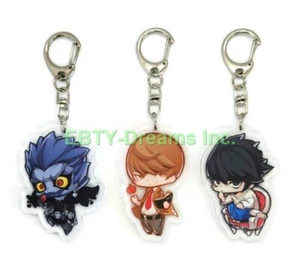 Set of 3 Death Note Anime Acrylic Keychain L Lawliet Light v1 - Picture 1 of 2